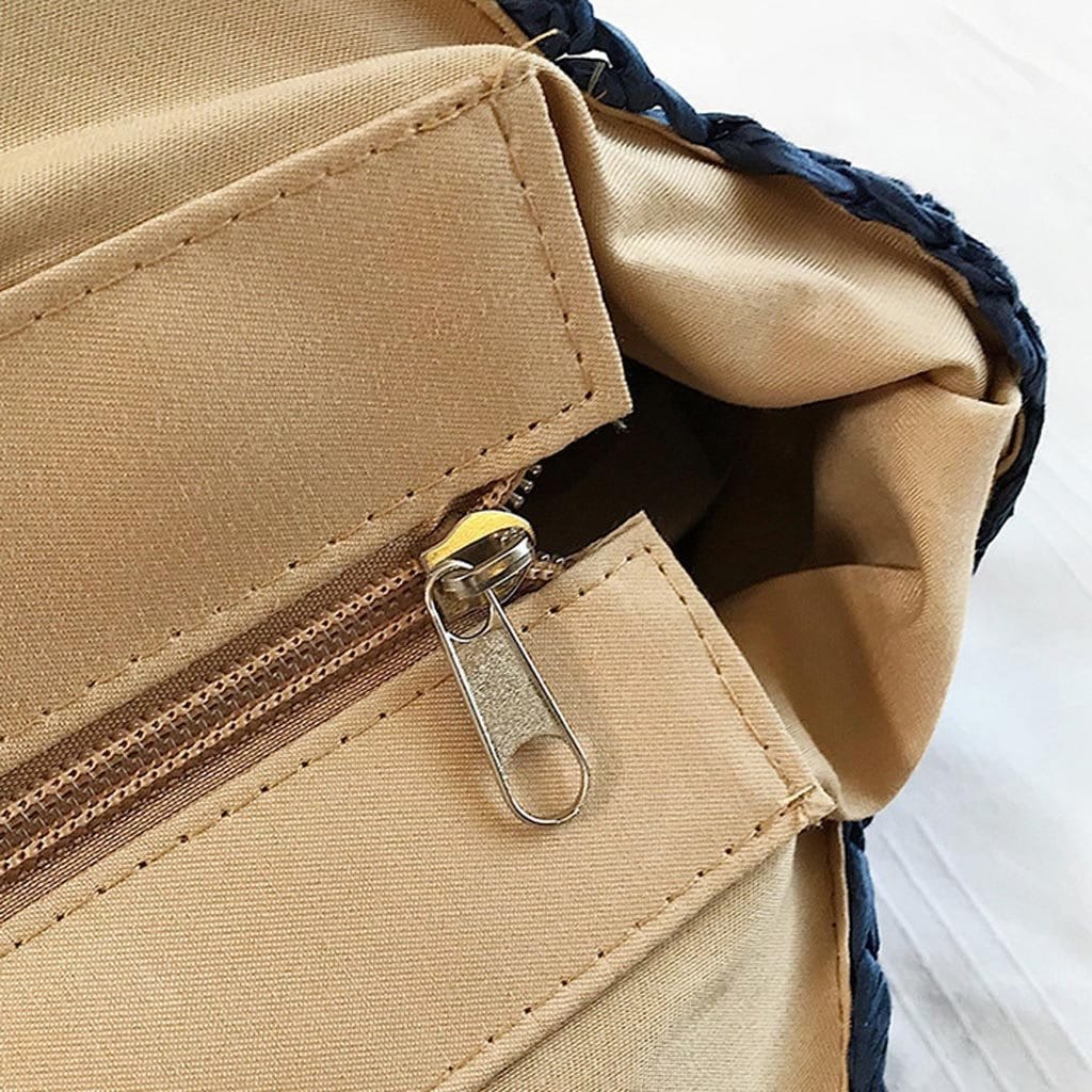 Sac Rond en Paille Bleu Marine