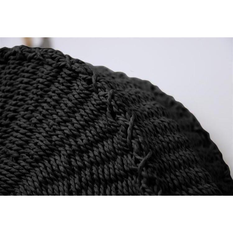 Sac Rond en Paille Noir Petite Taille
