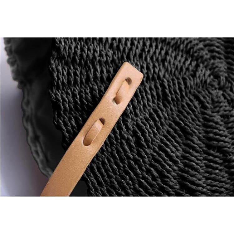 Sac Rond en Paille Noir Petite Taille
