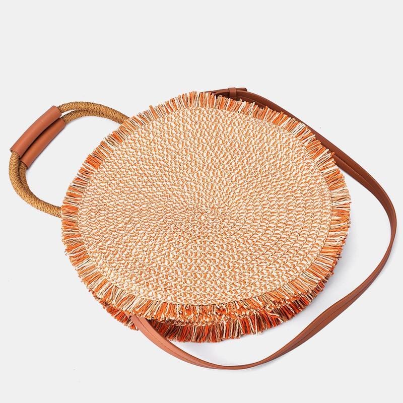 Sac Rond en Paille pour la Plage et le Soleil