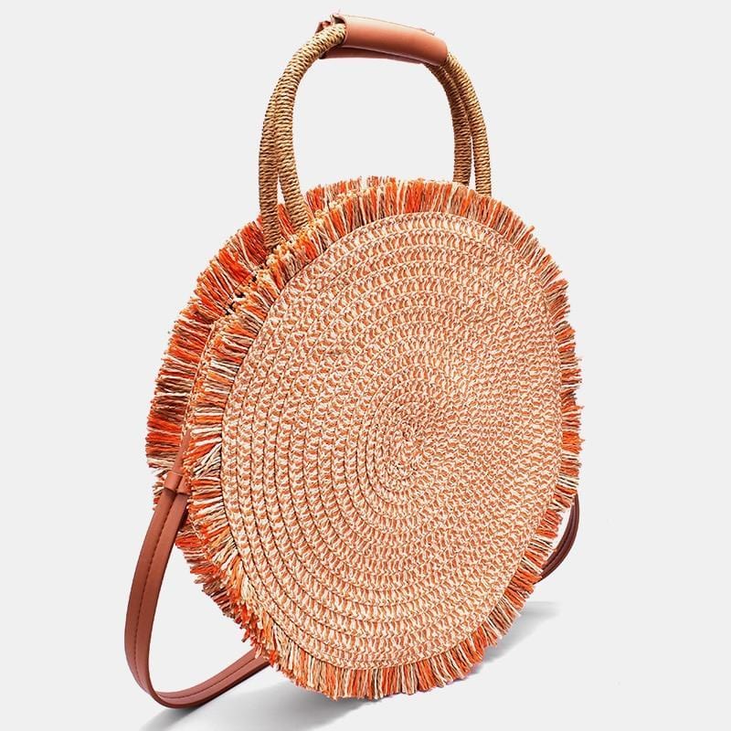 Sac Rond en Paille pour la Plage et le Soleil