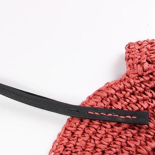 Sac Rond en Paille Rouge