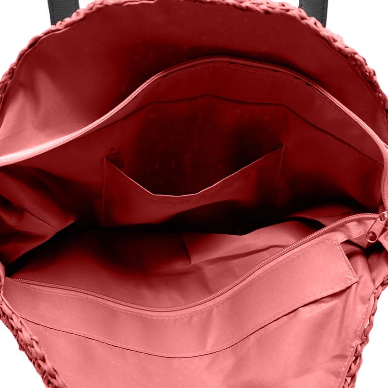 Sac Rond en Paille Rouge