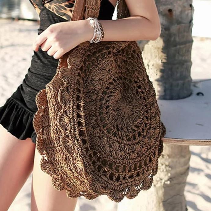 Sac Rond en Paille Tissée Vibrante