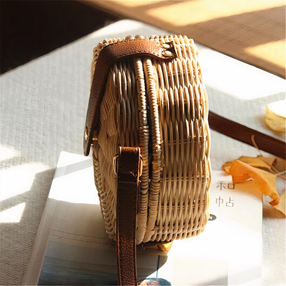 Sac Rond Osier & Cuir.