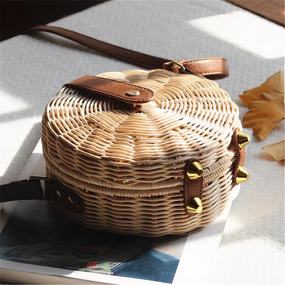 Sac Rond Osier & Cuir.