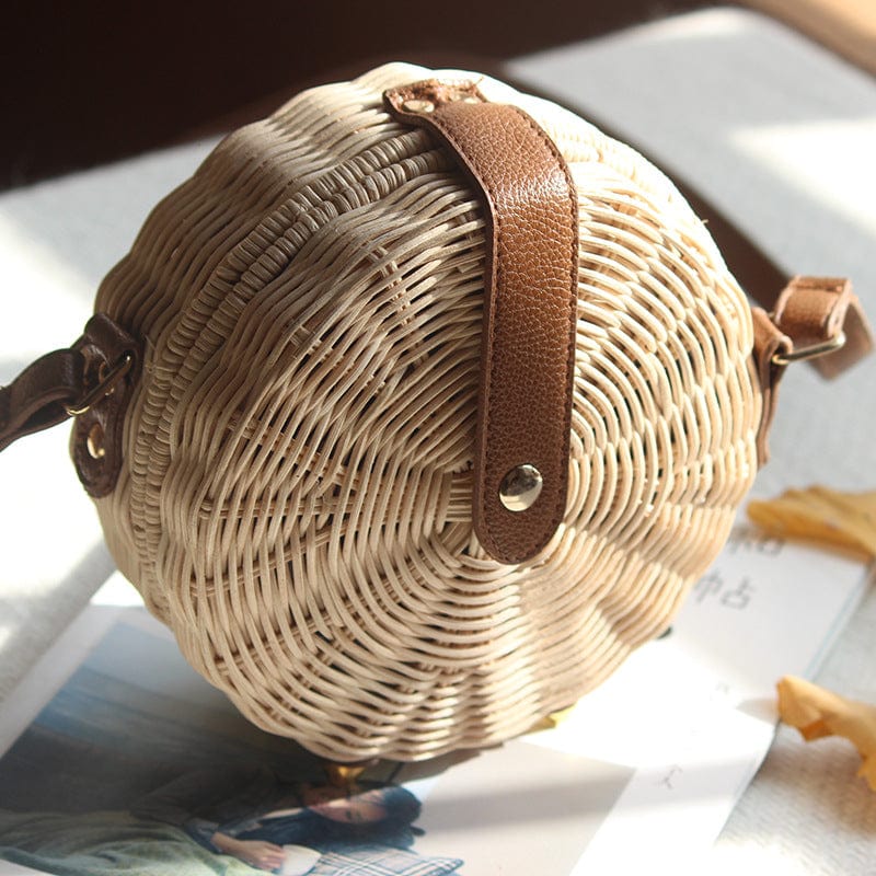 Sac Rond Osier & Cuir.