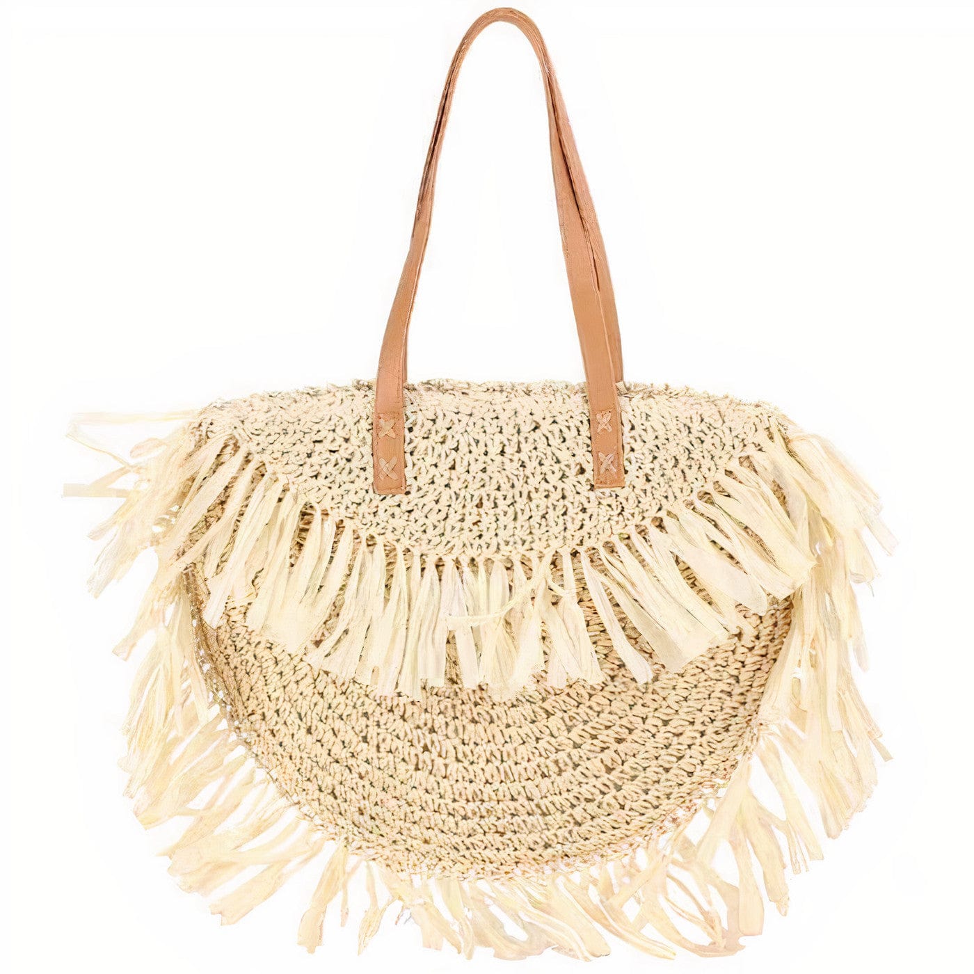 Sac Rond Paille Frangé