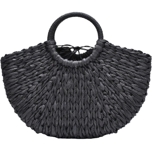 Cabas en Paille Tressée Noire