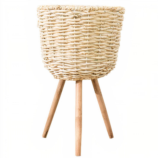 Cache Pot en Osier avec Pieds en Bois Petit format (26 cm x 44 cm)