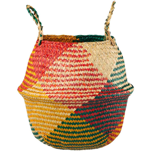 Cache Pot en Osier Tressé Multicolore Petit format (22 cm x 20 cm)