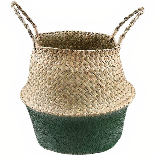 Cache Pot en Osier Tressé Vert naturel Petit format (22 cm x 20 cm)