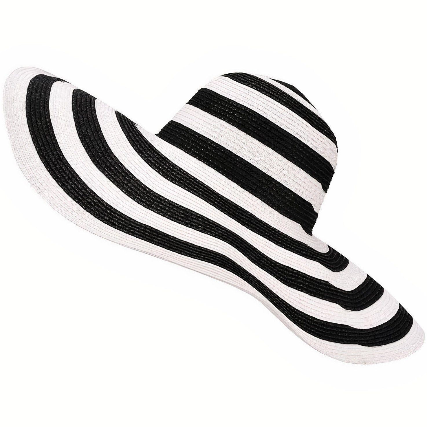 Chapeau de Paille à Rayures Noir et Blanc
