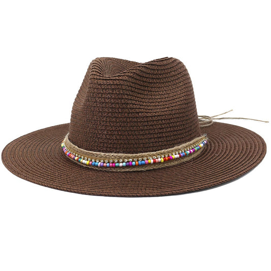Chapeau de Paille Élégant Avec Perles