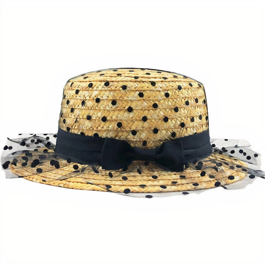 Chapeau de Paille Élégant avec Voile