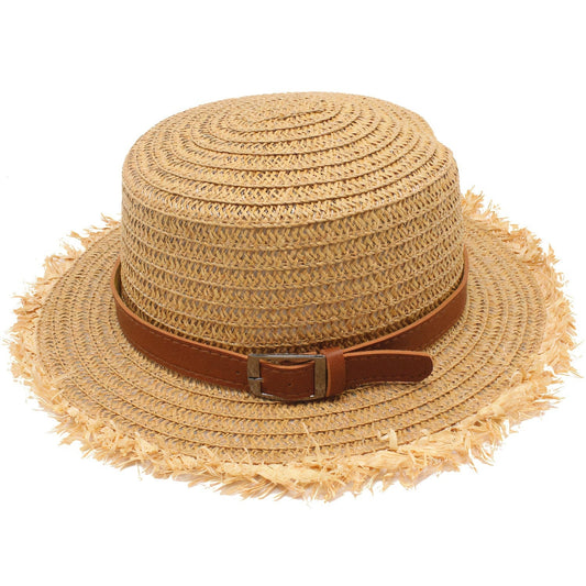 Chapeau de Paille en Cuir pour Femme 56-58 cm (Taille internationale)