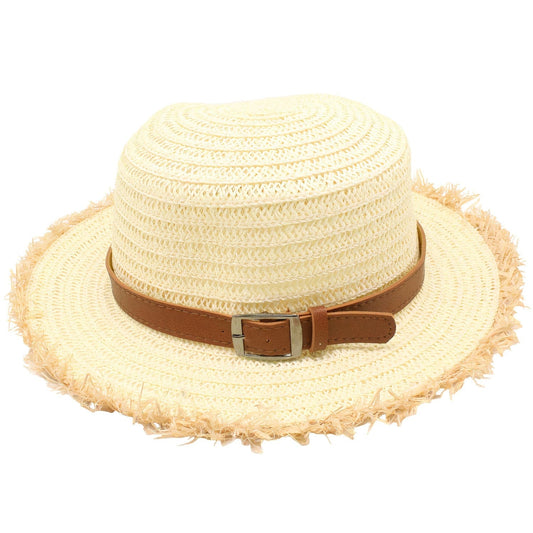 Chapeau de Paille en Frange et Cuir