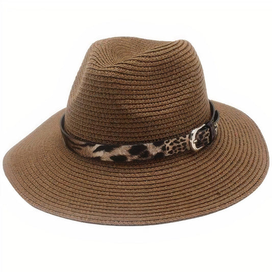 Chapeau de Paille Léopard - Style Sauvage