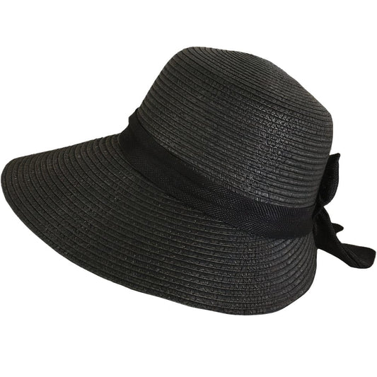 Chapeau de Paille Noir Bohème - Collection Élégance BoHo