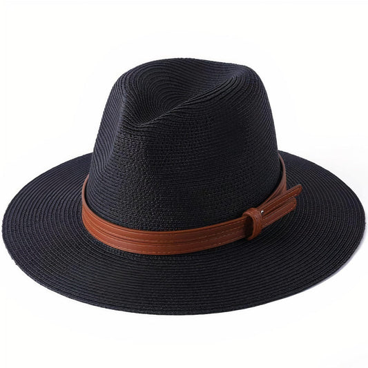 Chapeau de Paille Noir pour Homme M (56-58 cm) *Taille internationale