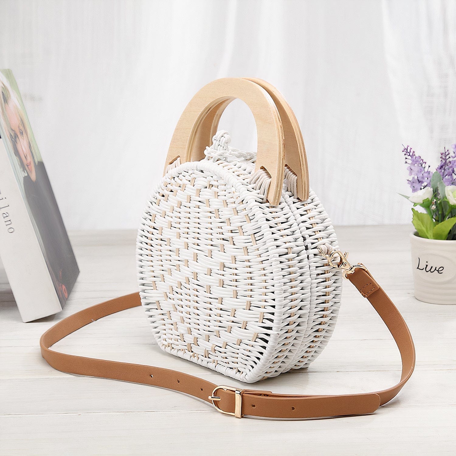 Sac à Main Blanc en Osier Chic