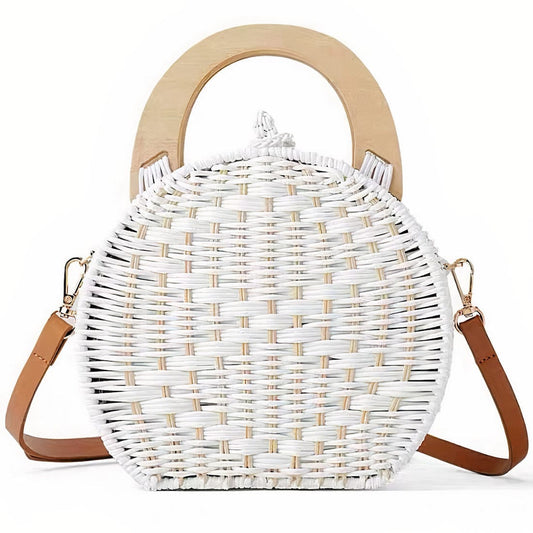 Sac à Main Blanc en Osier Chic
