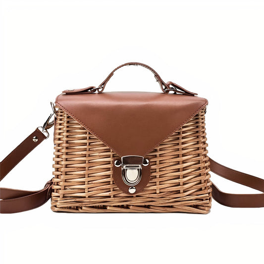 Sac à Main en Osier et Cuir de Luxe