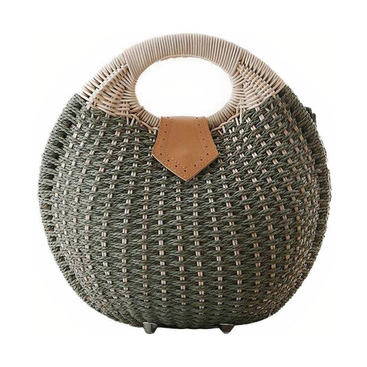 Sac à Main en Osier Rond Vert