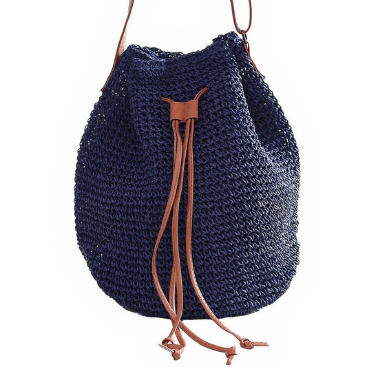 Sac à Main en Paille Bleue