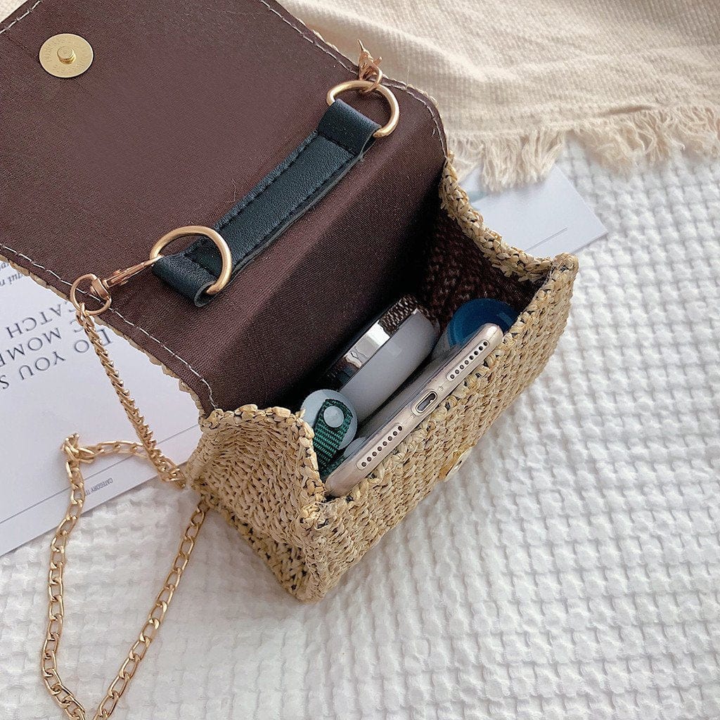 Sac à Main en Paille Dorée