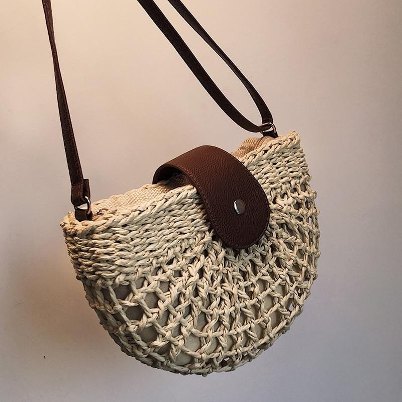 Sac à Main Paille Bi Matière avec Bandoulière - Collection Été Essentials