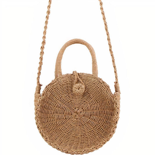 Sac à Main Rond en Paille Rigide Petit format (23 cm x 7 cm)