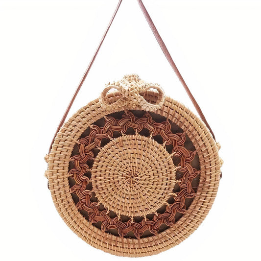 Sac Bali en Osier Rond avec Bandoulière