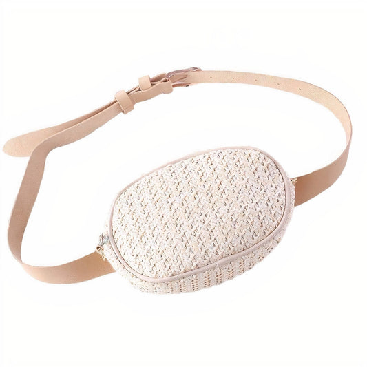 Sac Banane en Paille Blanc