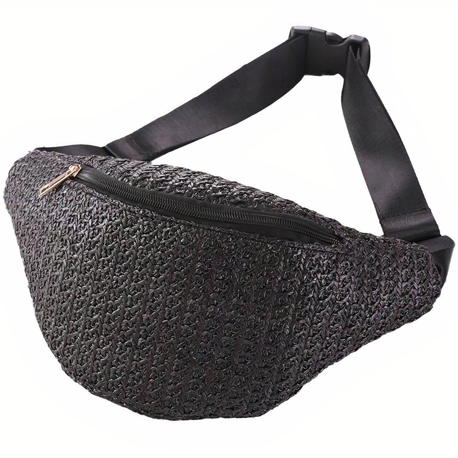 Sac Banane en Paille Noire