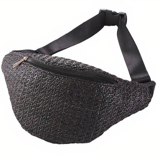 Sac Banane en Paille Noire