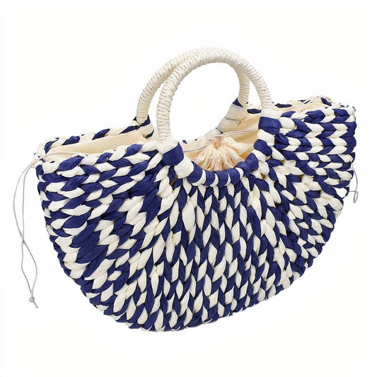 Sac Cabas en Paille Bleu Marine