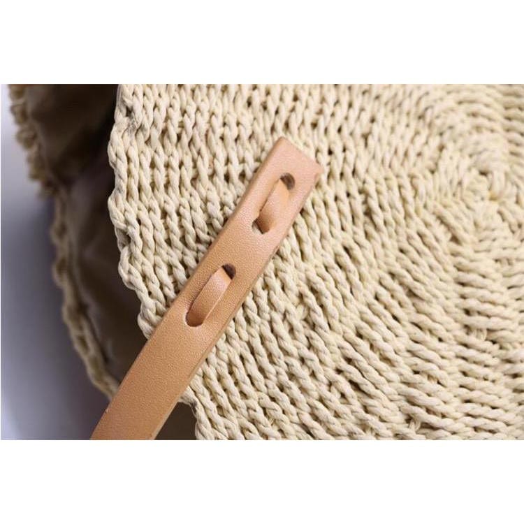 Sac Paille Rond Petit & Beige - Collection Naturelle
