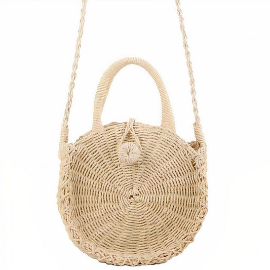 Sac Rond Élégant en Paille Forme Ronde Petit format (23 cm x 7 cm)