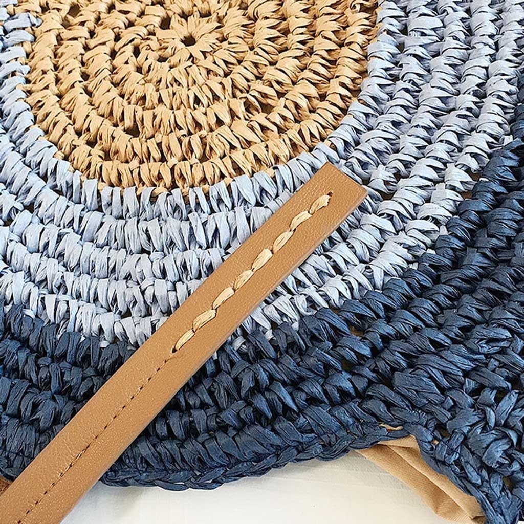 Sac Rond en Paille Bleu Marine
