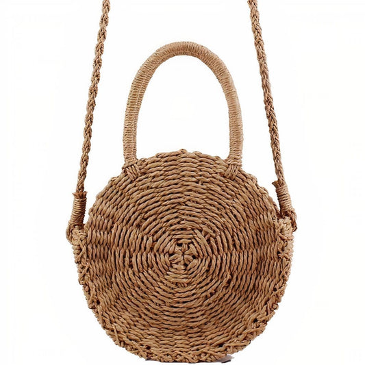 Sac Rond en Paille - Collection Élégance Été Petit format (23 cm x 7 cm)
