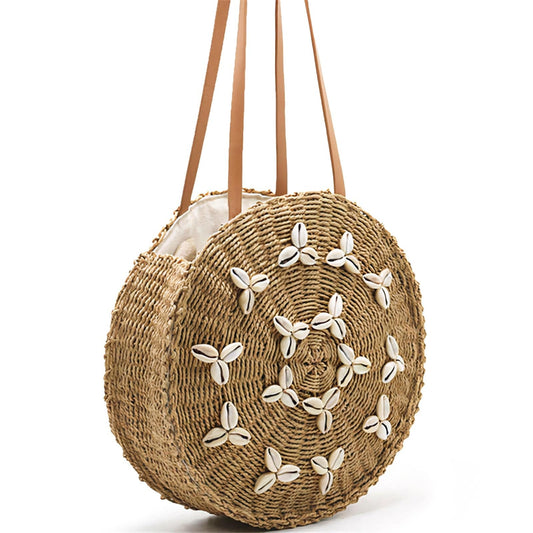 Sac Rond en Paille Coquillage