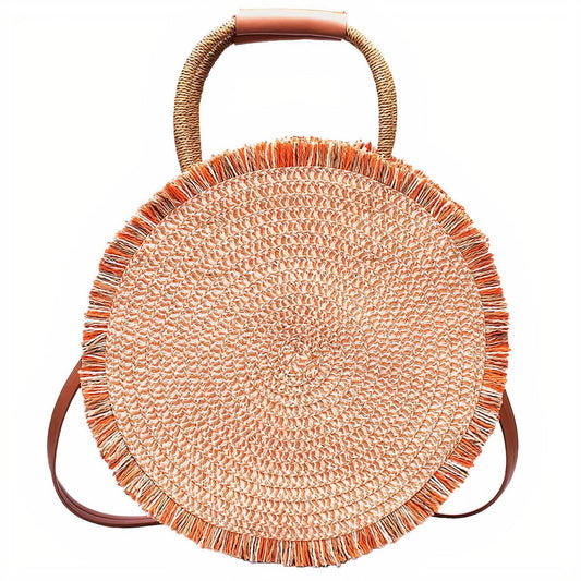 Sac Rond en Paille pour la Plage et le Soleil