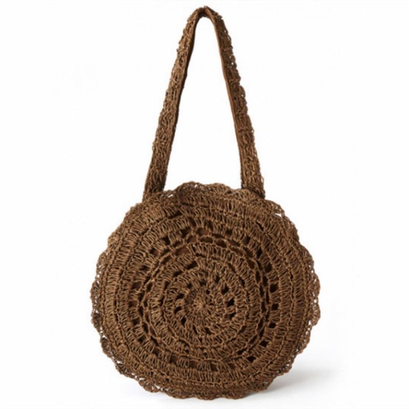 Sac Rond en Paille Tissée Vibrante