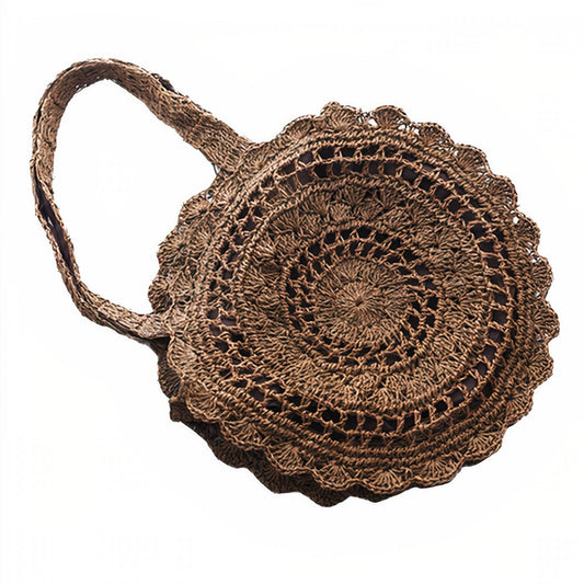 Sac Rond en Paille Tissée Vibrante