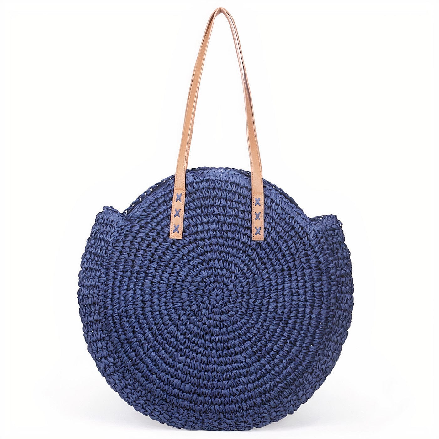 Sac Rond Paille Bleu Marine - Collection Exclusive